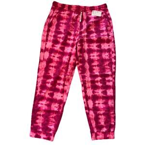 Lands’ End Active Jogger Pants Pink Tie Dye Girls Size XL 14-16 Pink Berry NWT